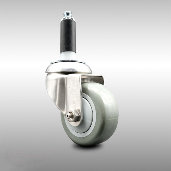 Service Caster 3 Inch 316SS Gray Polyurethane Wheel Swivel 3/4 Inch Expanding Stem Caster SCC-SS316EX20S314-PPUB-34 - main